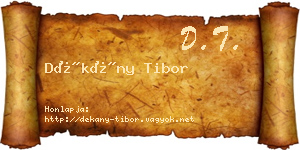 Dékány Tibor névjegykártya